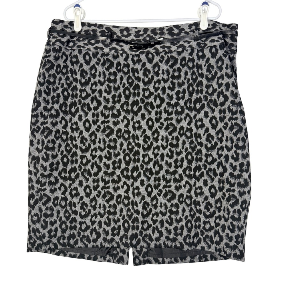 Charter Club Leopard Print Pencil‎ Skirt Belt Lined Metallic Threads Size 18W